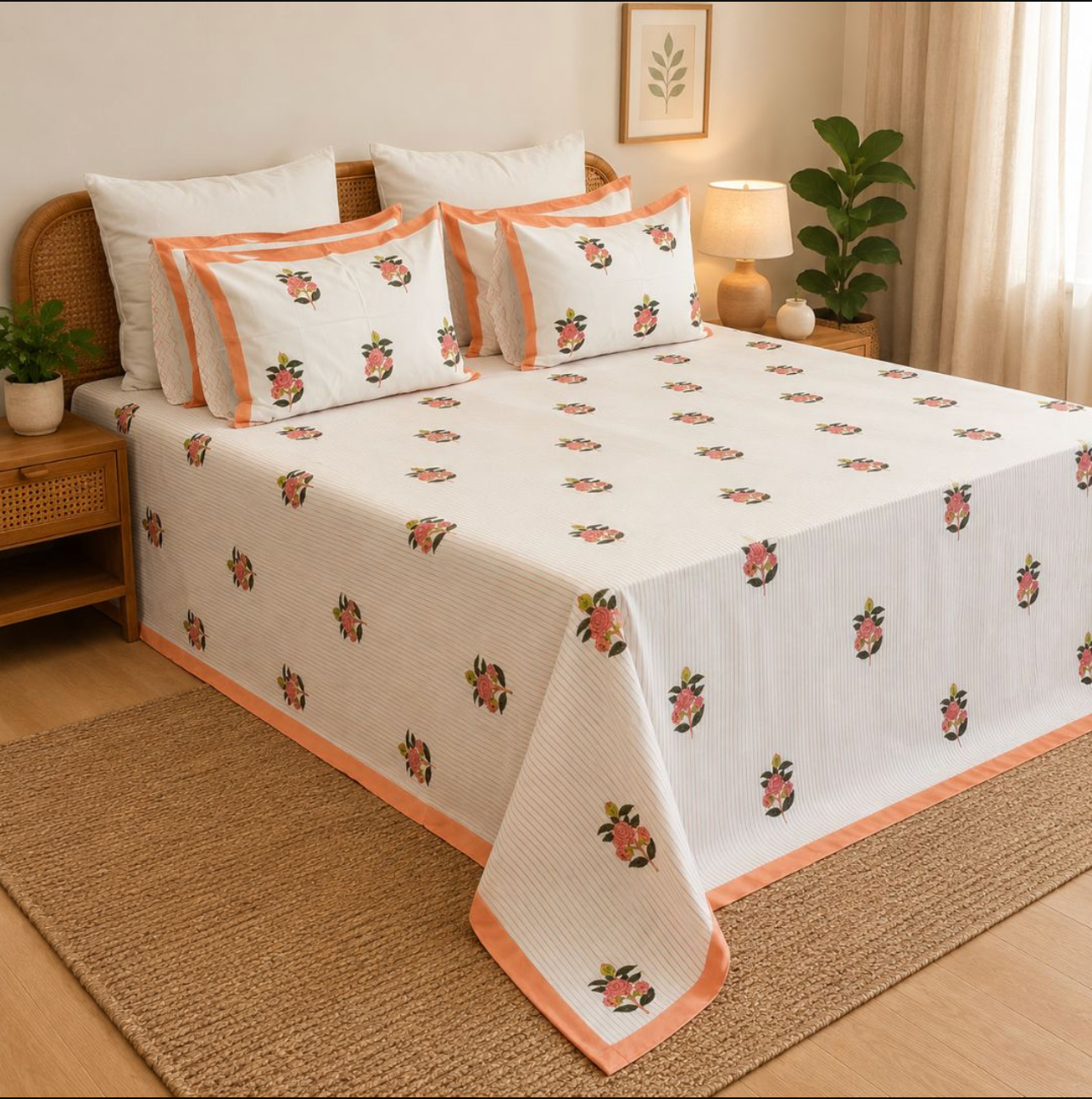 Peach petal bedding set