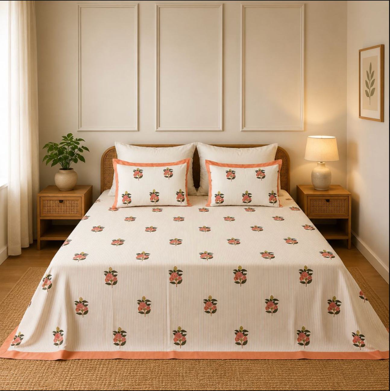 Peach petal bedding set