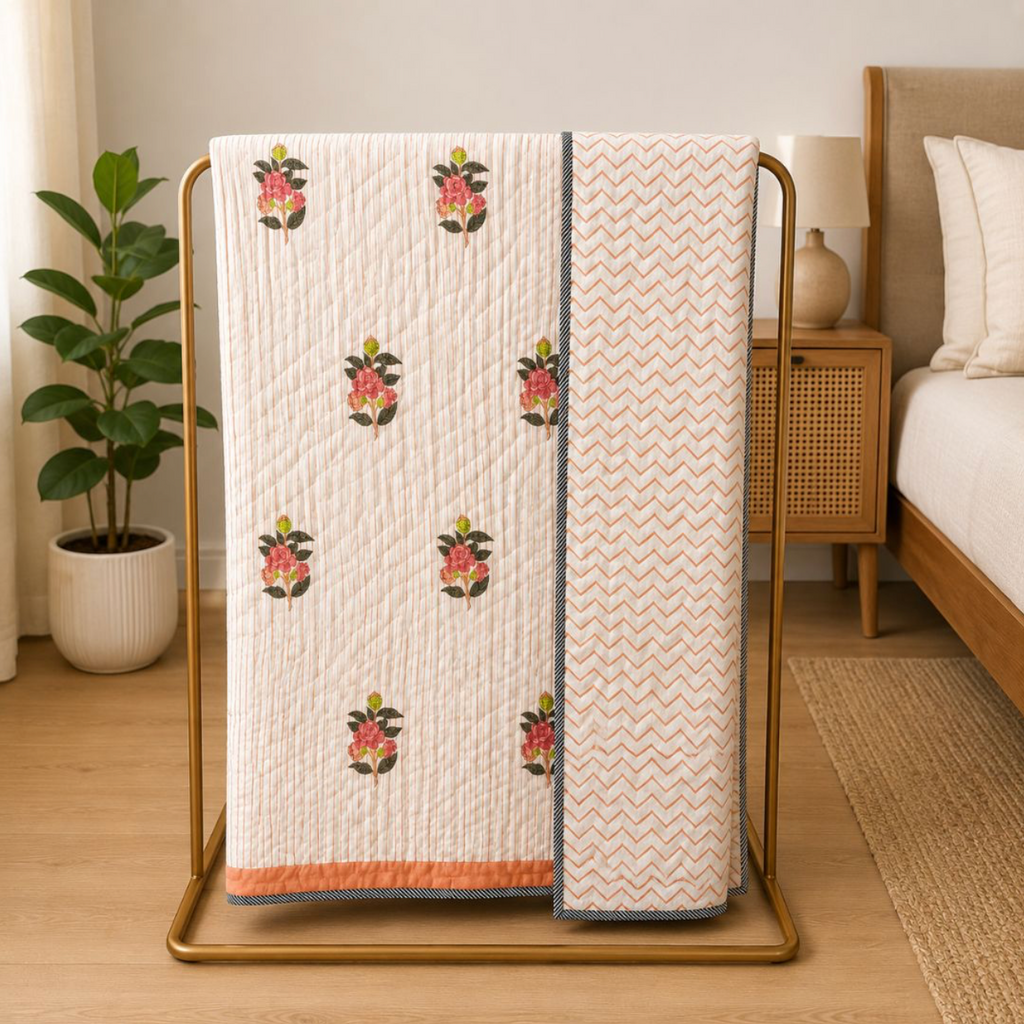 Peach petal bedding set