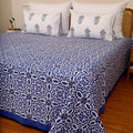 Moroccan Blues Bedsheet King ize Bedsheet with 2 pillow cover