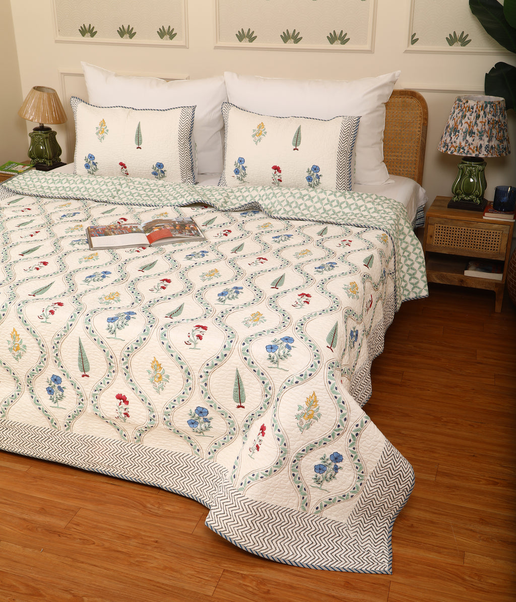 Sage Garden Quilted bedcover king