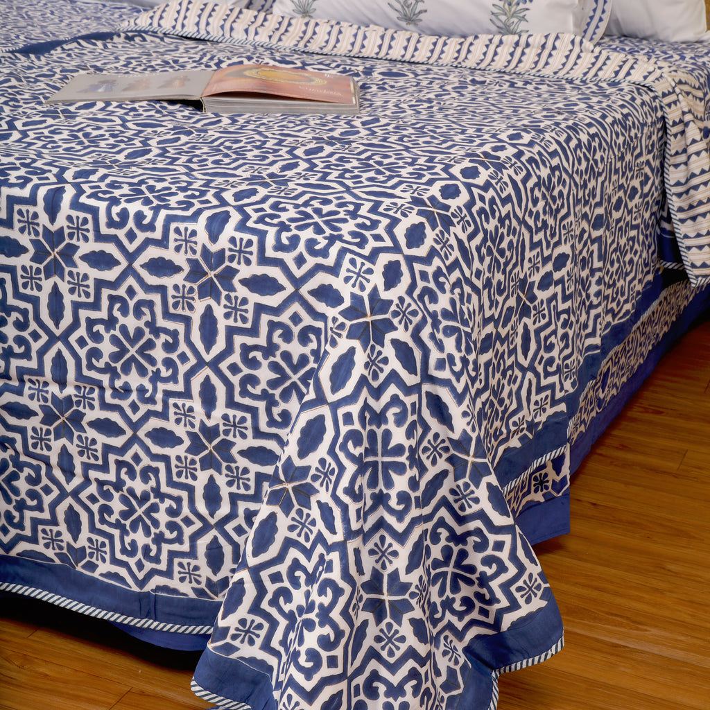 Moroccan Blues Flannel Dohar Single Pair Set of 2