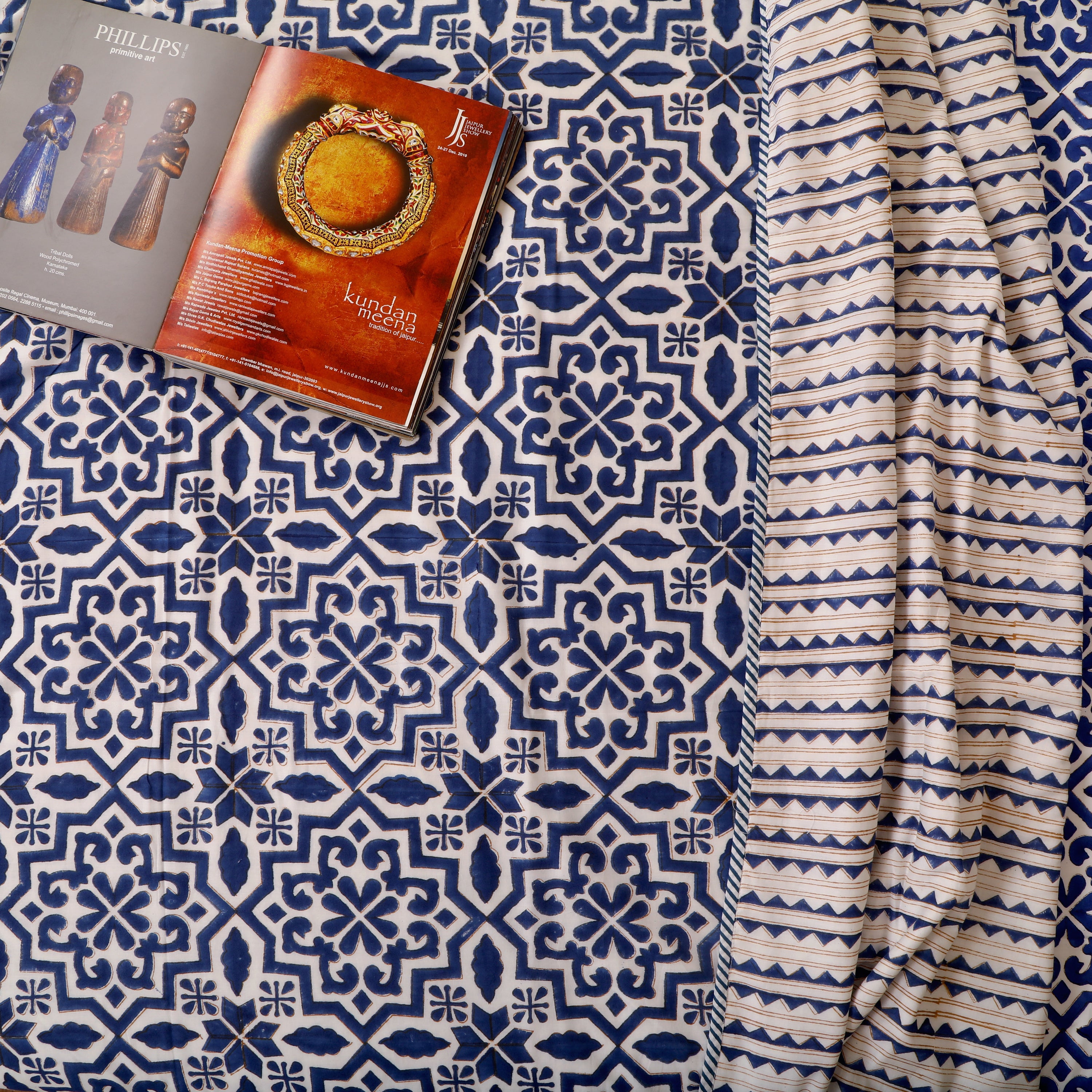 Moroccan Blues Flannel Dohar Single Pair Set of 2