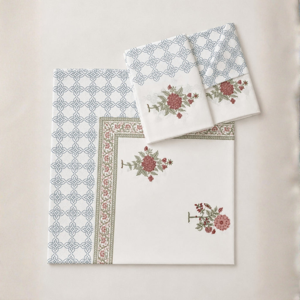 Rosette Bagh hand block bedsheet