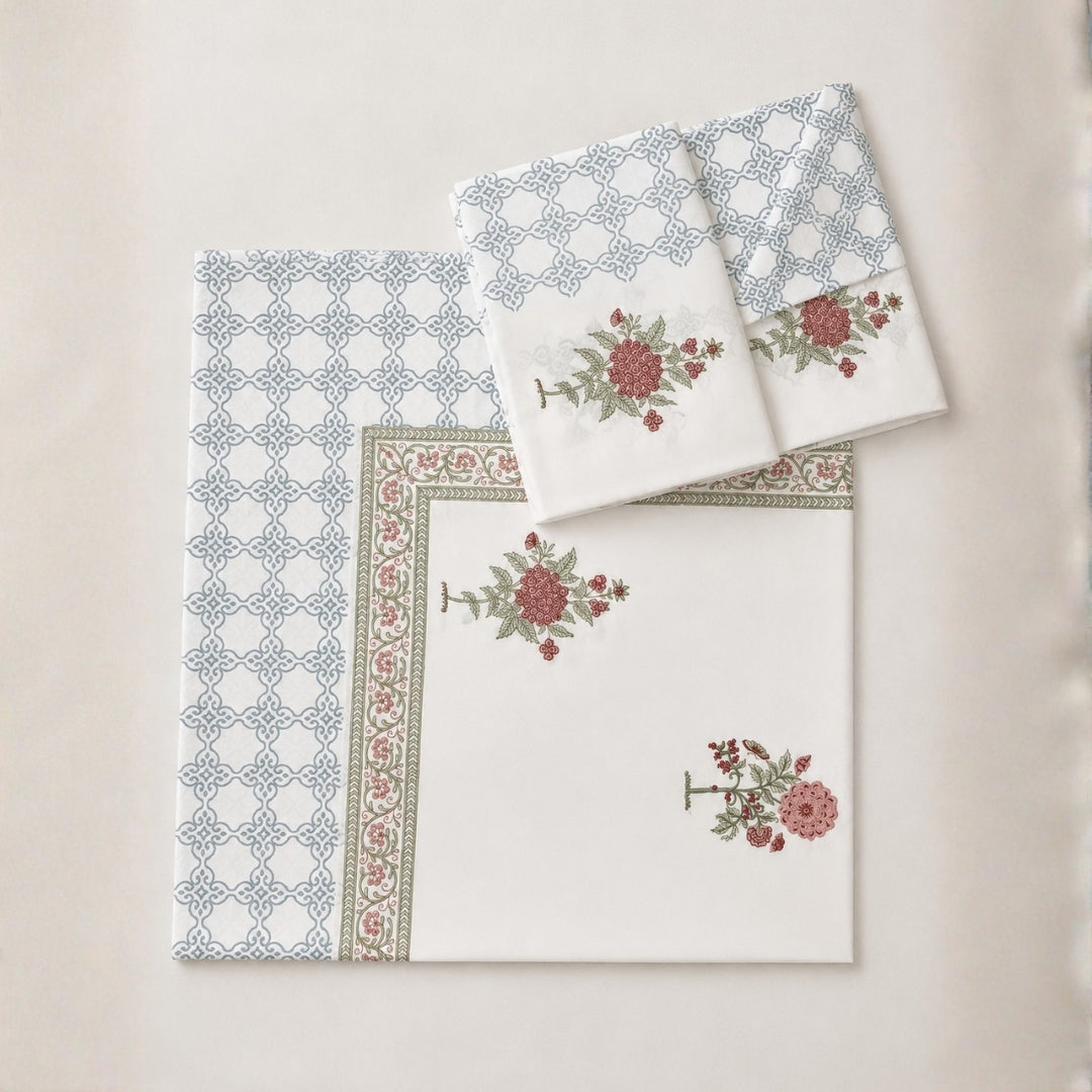 Rosette Bagh hand block bedsheet