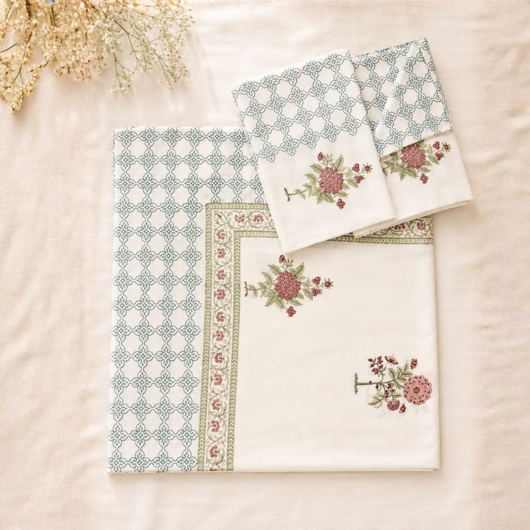 Rosette Bagh hand block bedsheet