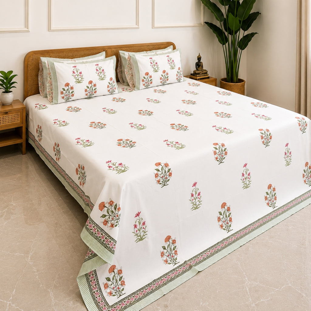 Aabha Hand Block Bedsheet