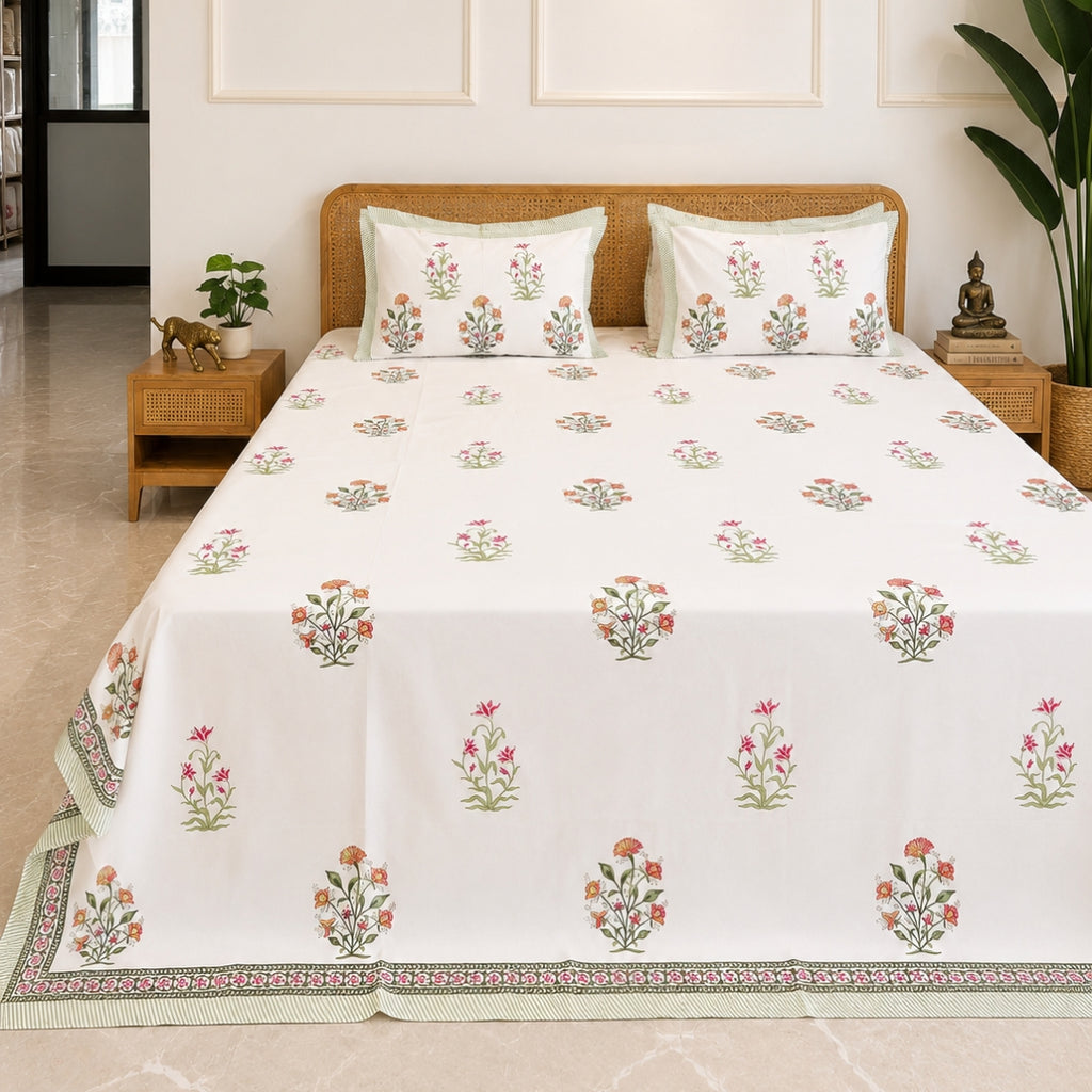 Aabha Hand Block Bedsheet