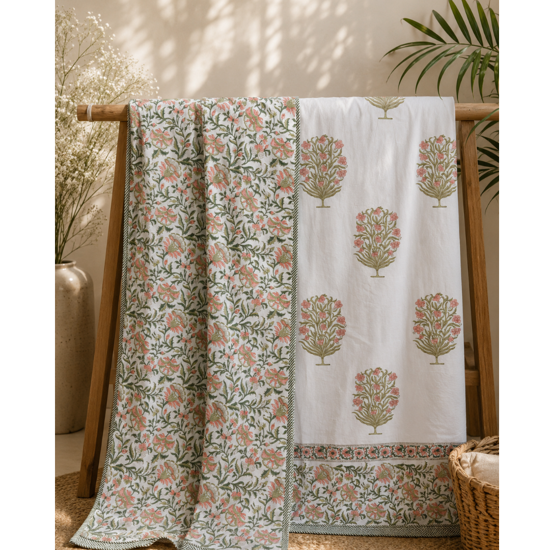 Gulmohar Bloom Flannel Dohar King