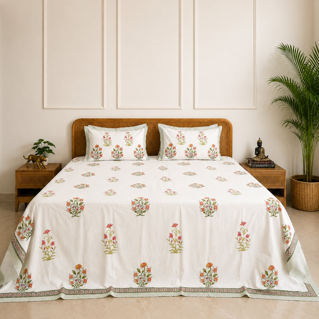 Aabha Hand Block Bedsheet