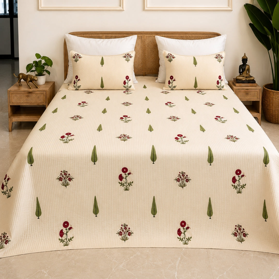 Poppy blush premium bedcover