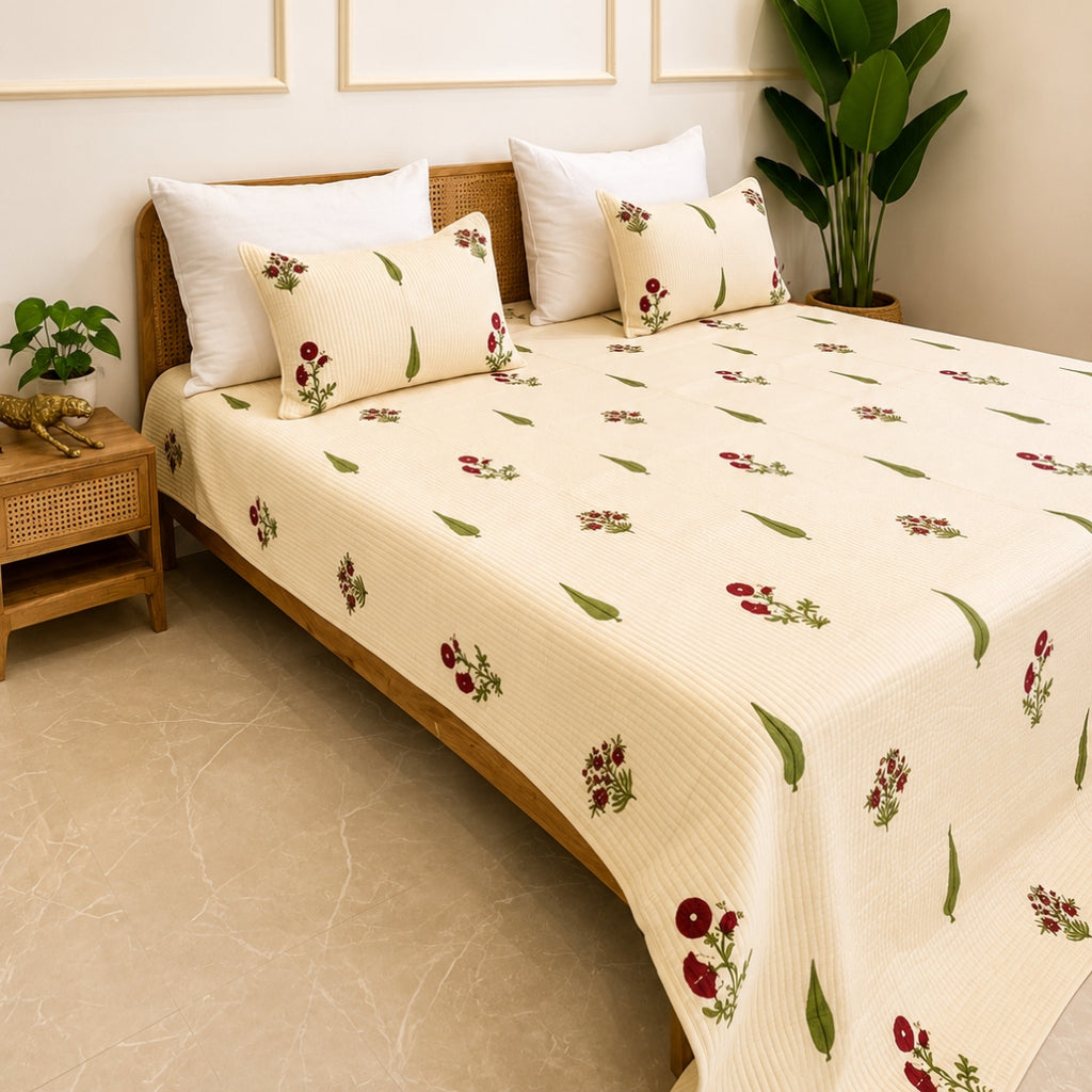 Poppy blush premium bedcover