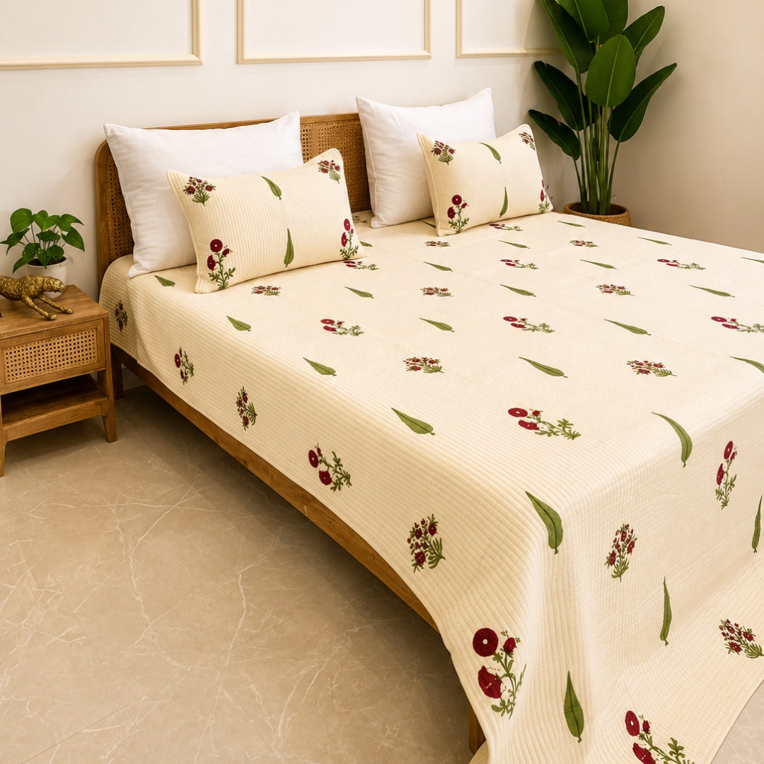 Poppy blush premium bedcover