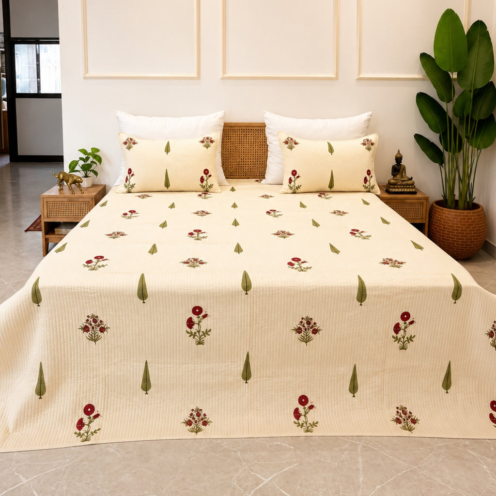 Poppy blush premium bedcover