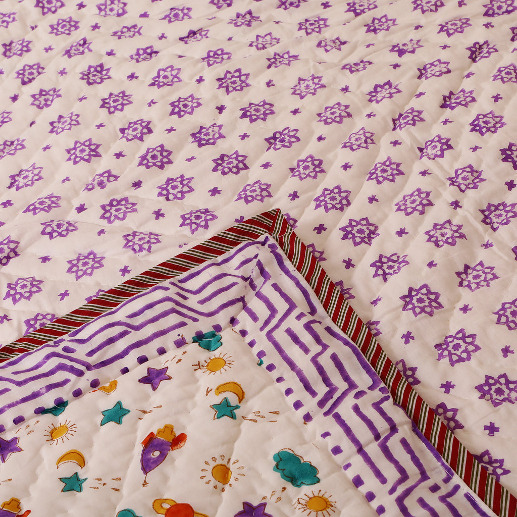 Rocket Dreams Handblock Baby Quilt