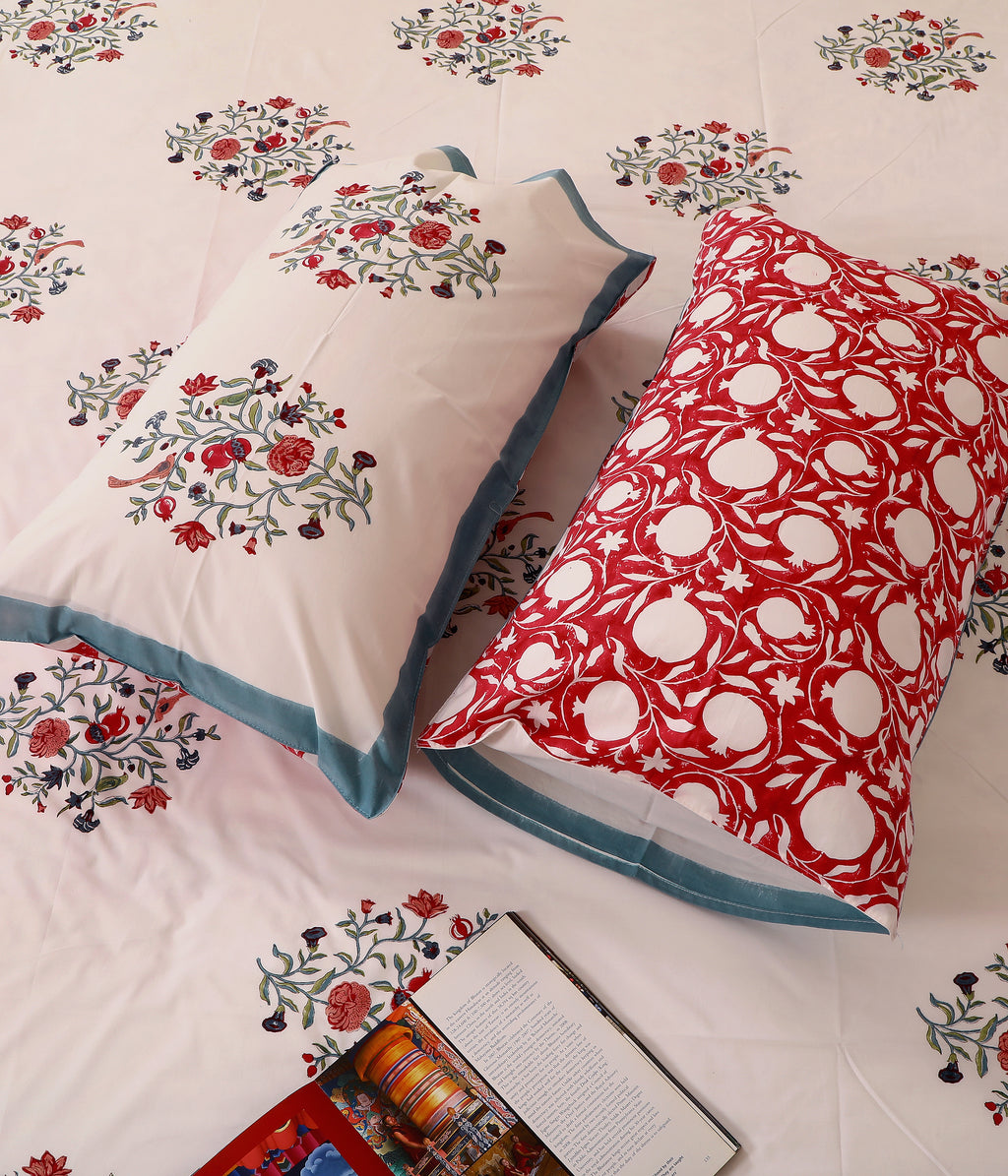 Mughal Songbird Bedsheet King size Bedsheet with 2 pillow cover