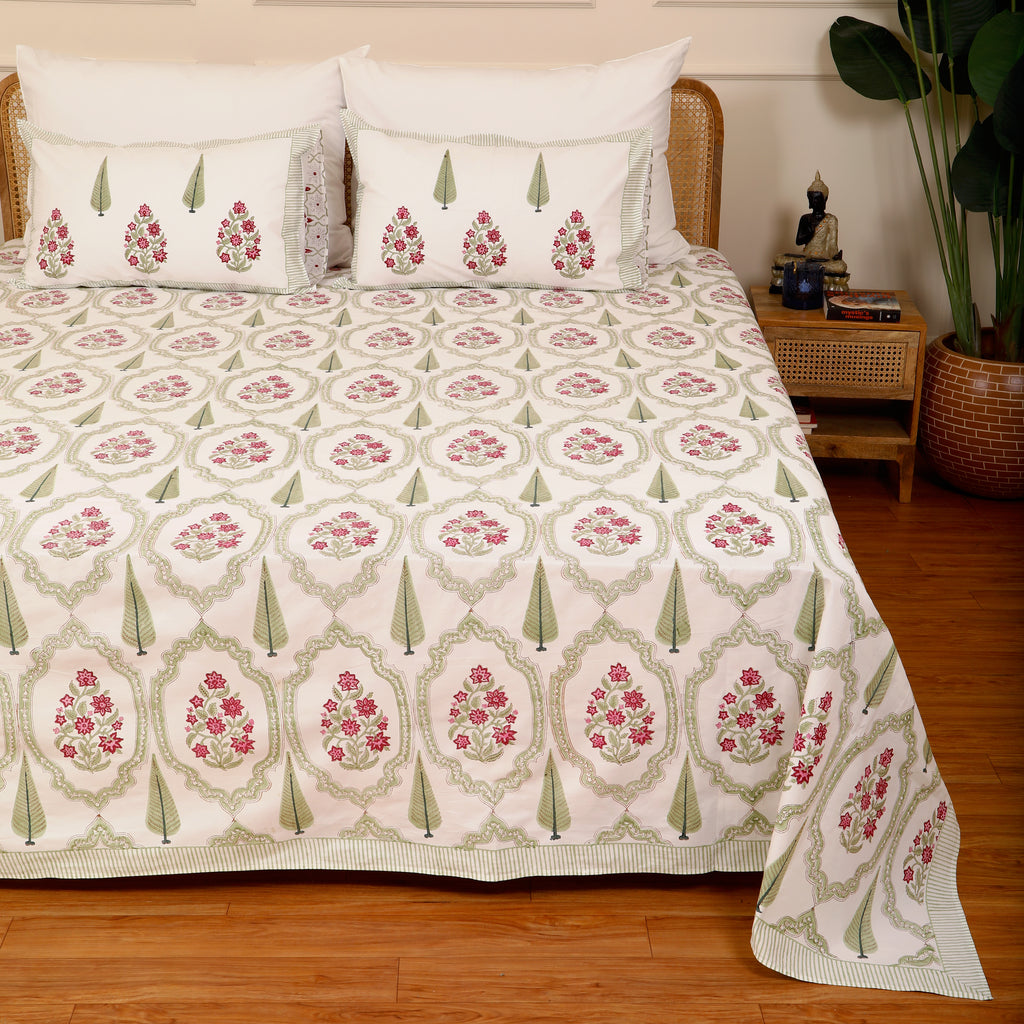 Shahi Gulshan king size Bedsheet with 2 pillow cover