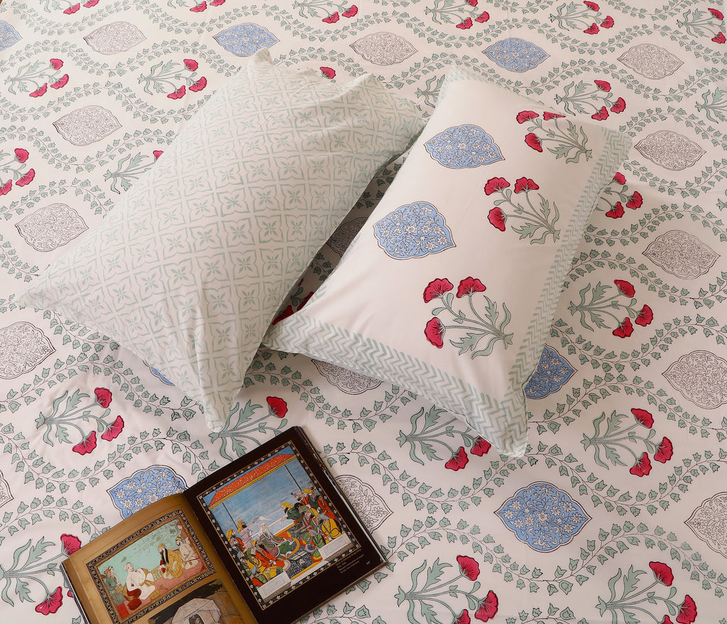 Plush Mogra king size Bedsheet with 2 pillow cover