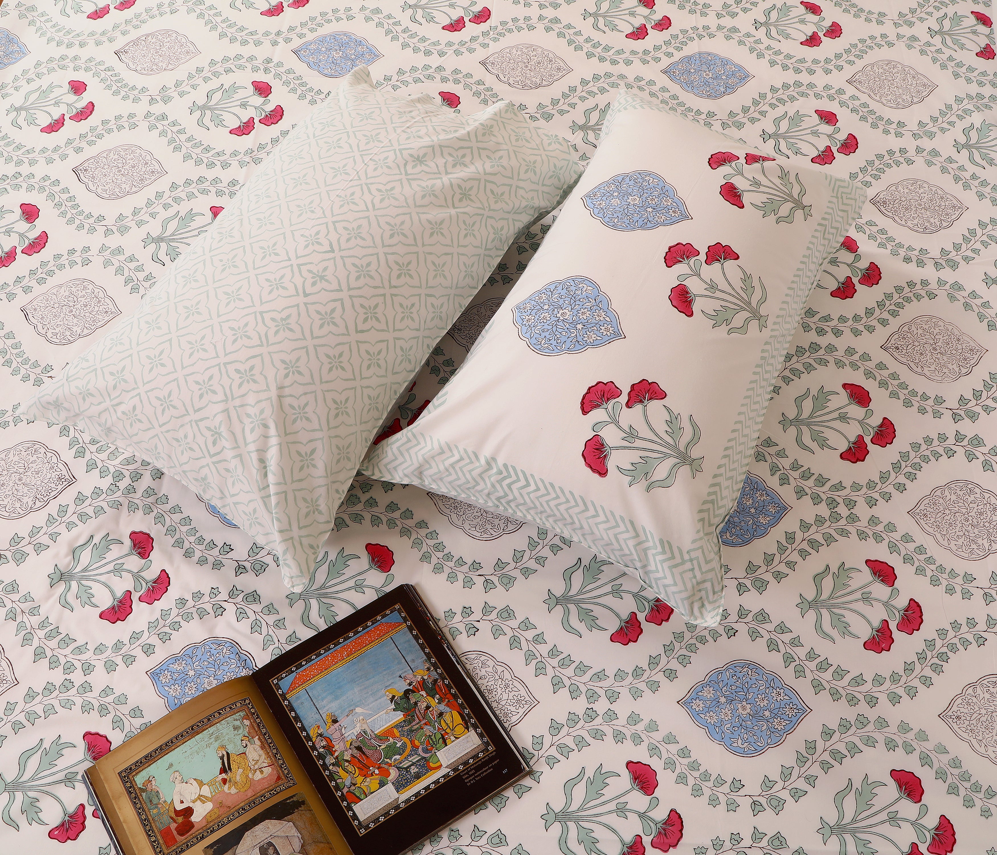 Plush Mogra king size Bedsheet with 2 pillow cover