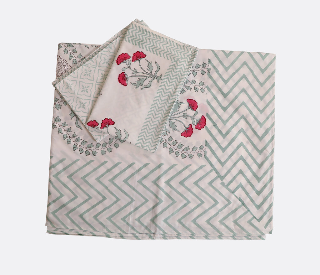Plush Mogra king size Bedsheet with 2 pillow cover