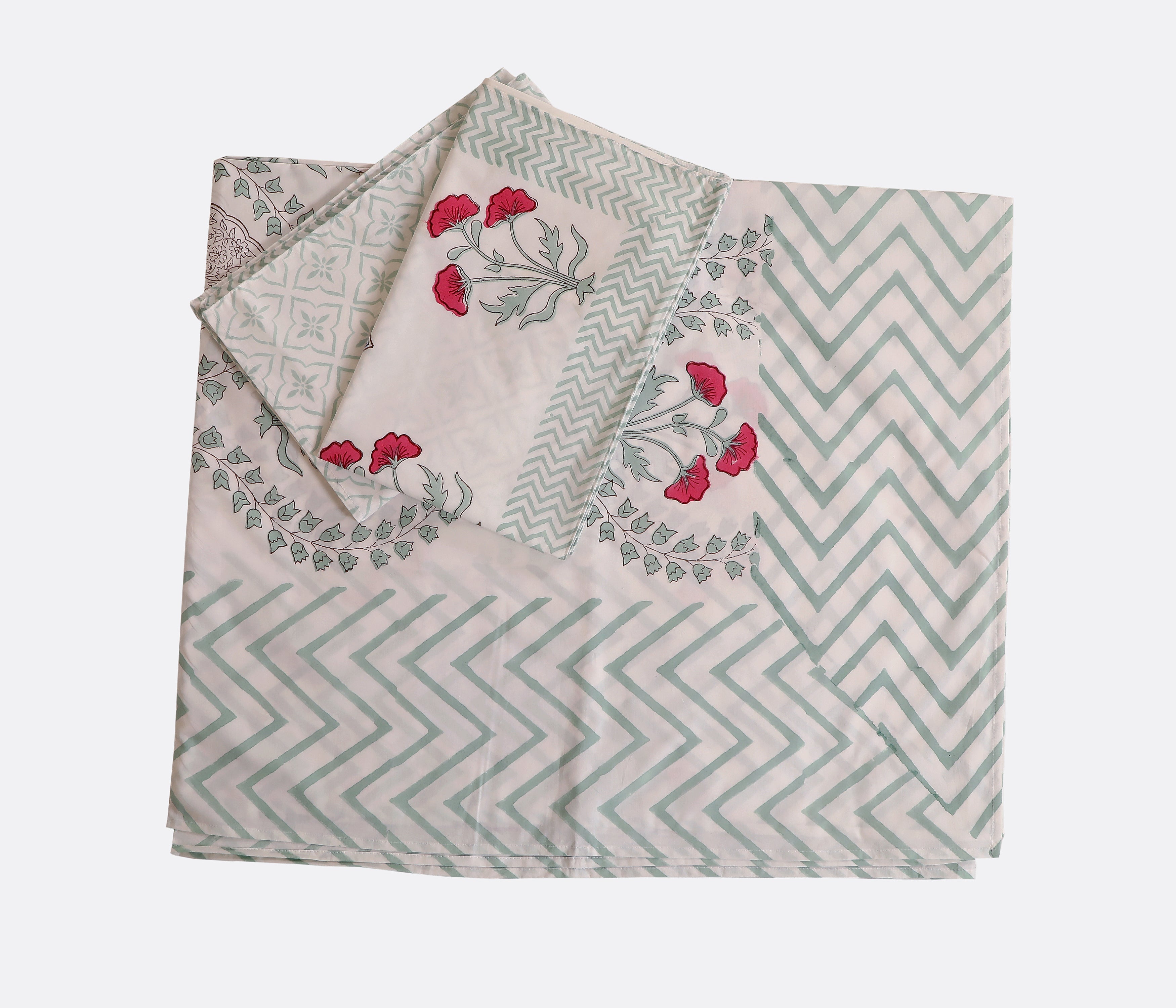 Plush Mogra king size Bedsheet with 2 pillow cover