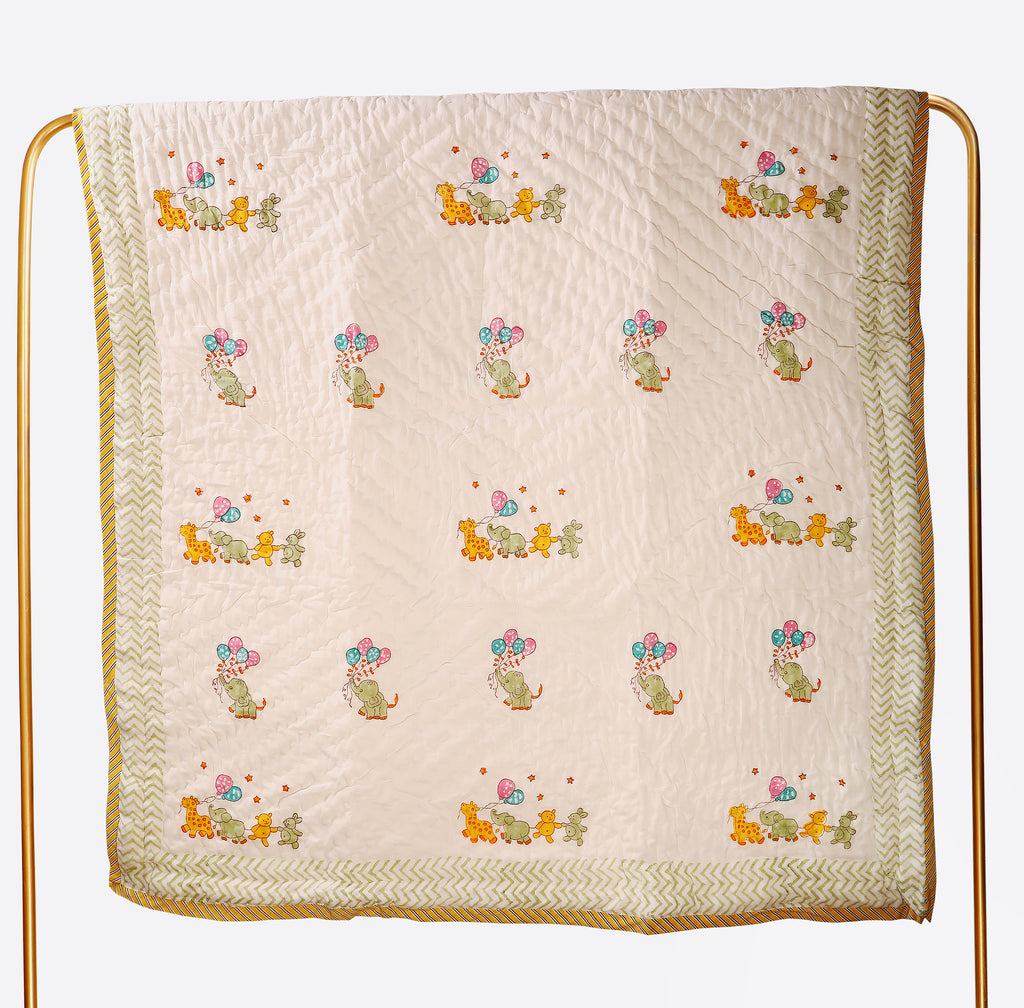 Little Safari Handblock Baby Quilt