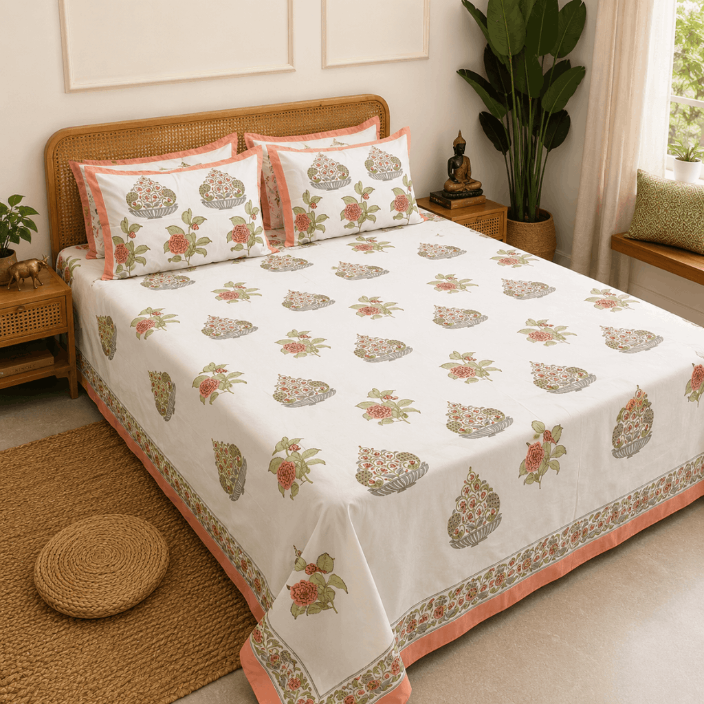 Gul Jharokha Bedsheet With 2 Pillow Cover