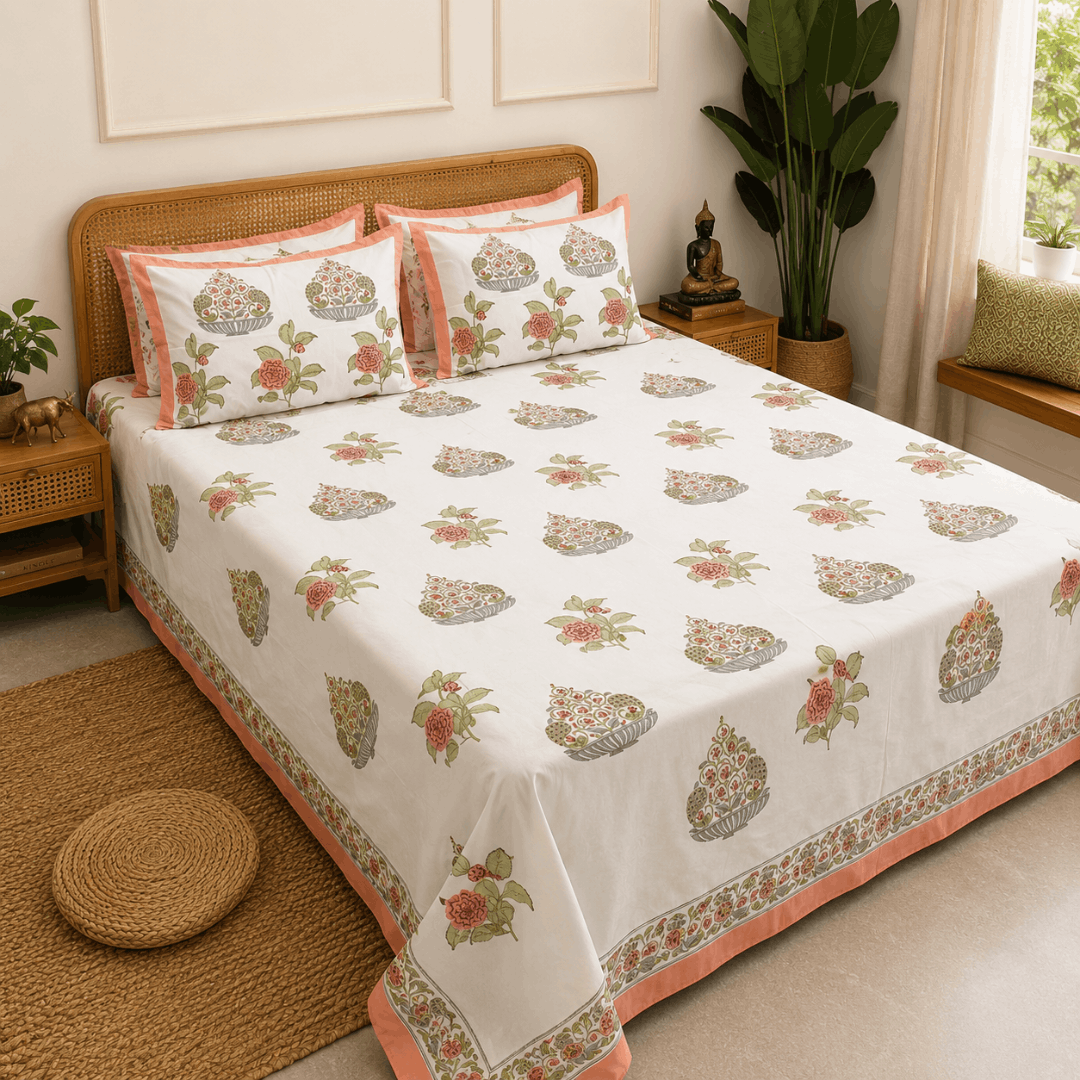 Gul Jharokha Bedsheet With 2 Pillow Cover