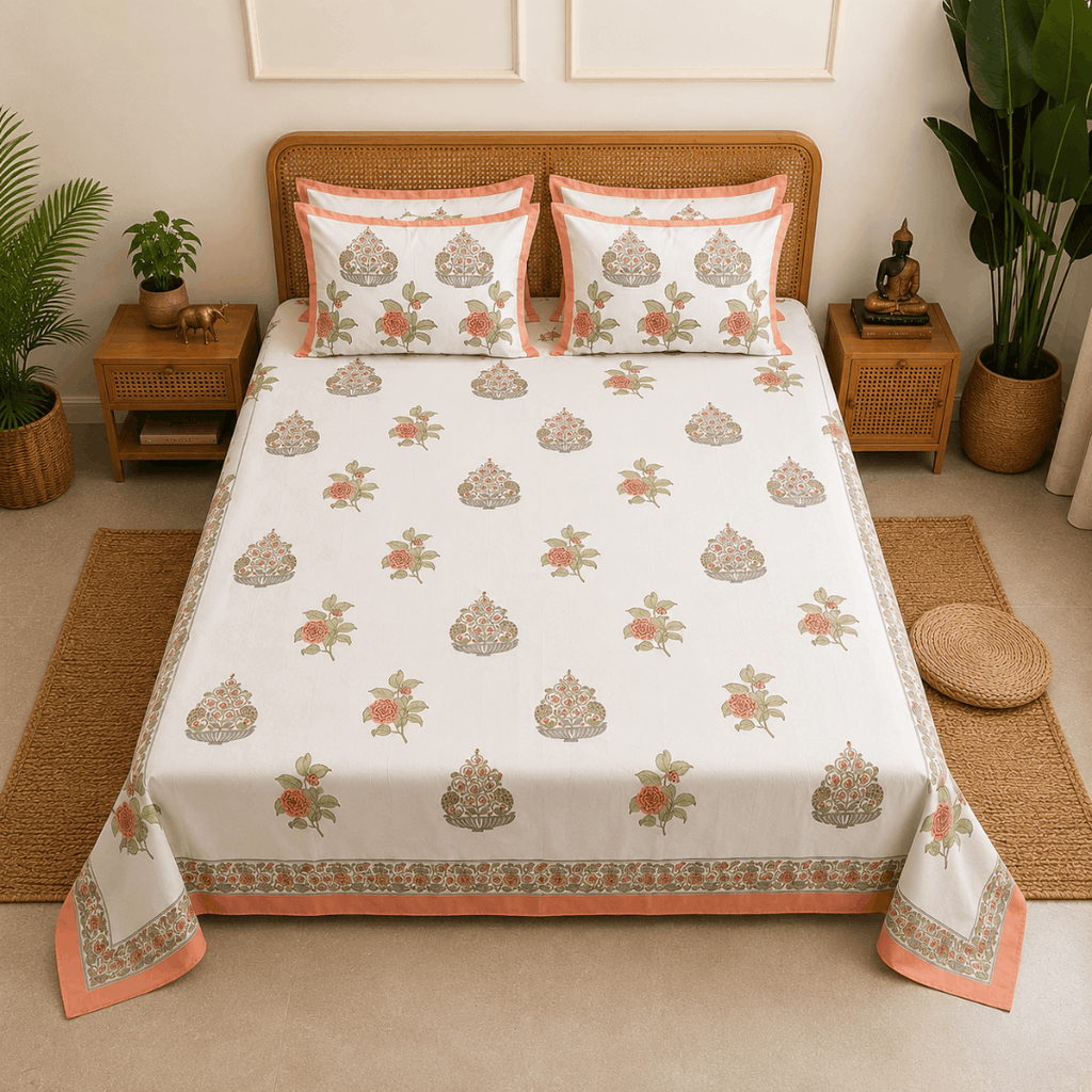 Gul Jharokha Bedsheet With 2 Pillow Cover