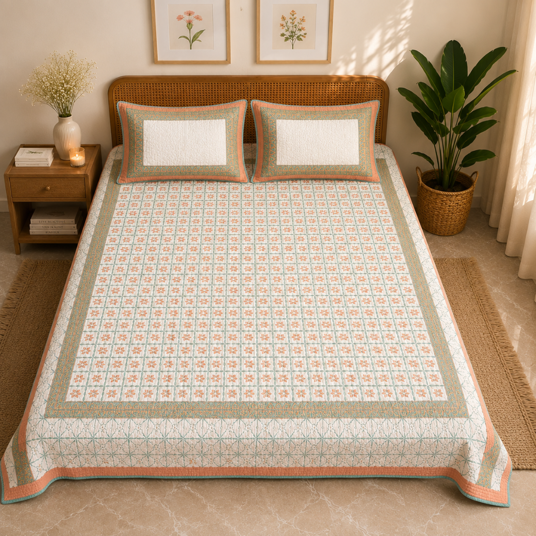 Coral Mosaic Bedcover King