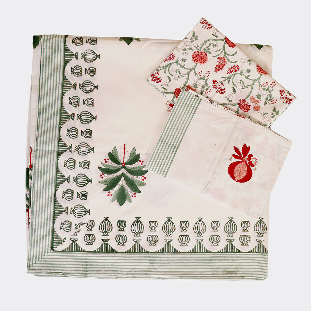 Gul-E-Anar Bedsheet King size Bedsheet with 2 pillow cover