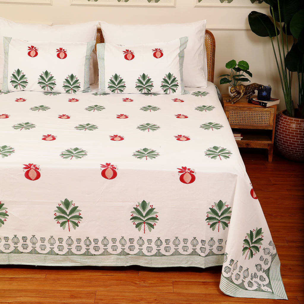 Gul-E-Anar Bedsheet King size Bedsheet with 2 pillow cover