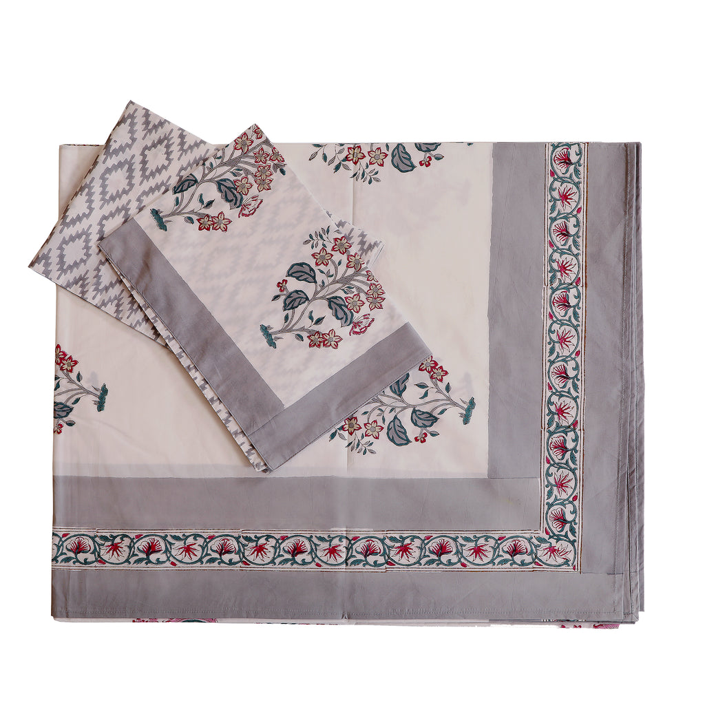 Bebak Grey King size Bedsheet with 2 pillow cover