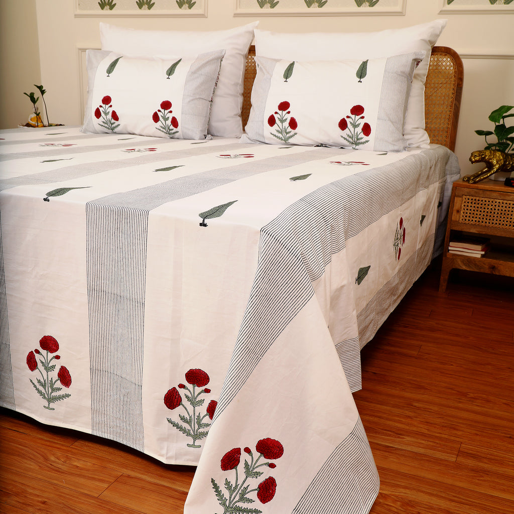 Rozana Chinar king size Bedsheet with 2 pillow cover