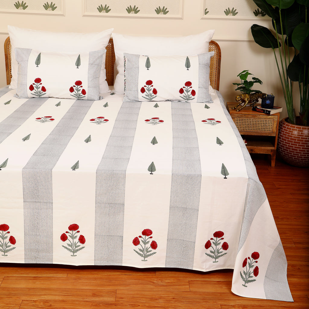 Rozana Chinar Super king size bedsheet with 2 pillow cover