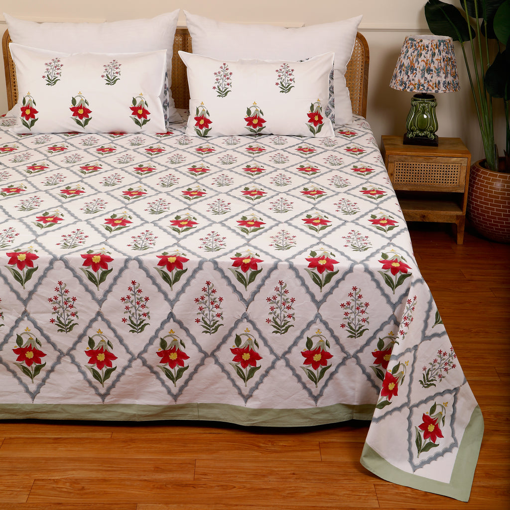 Tropical Bloom Super king size bedsheet with 2 pillow cover