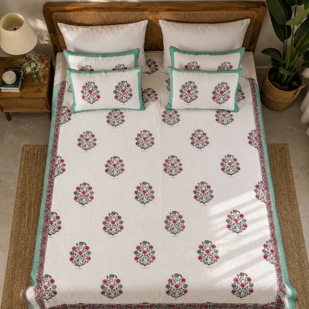 Rosette Meadow Quilted Bedcover king