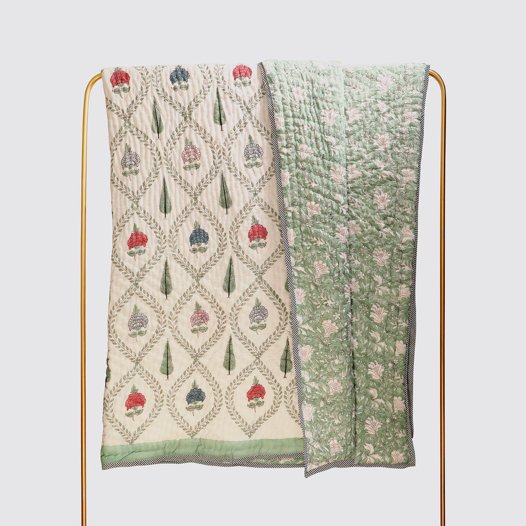 Ambar Bagh cotton Handblock King Size Quilt