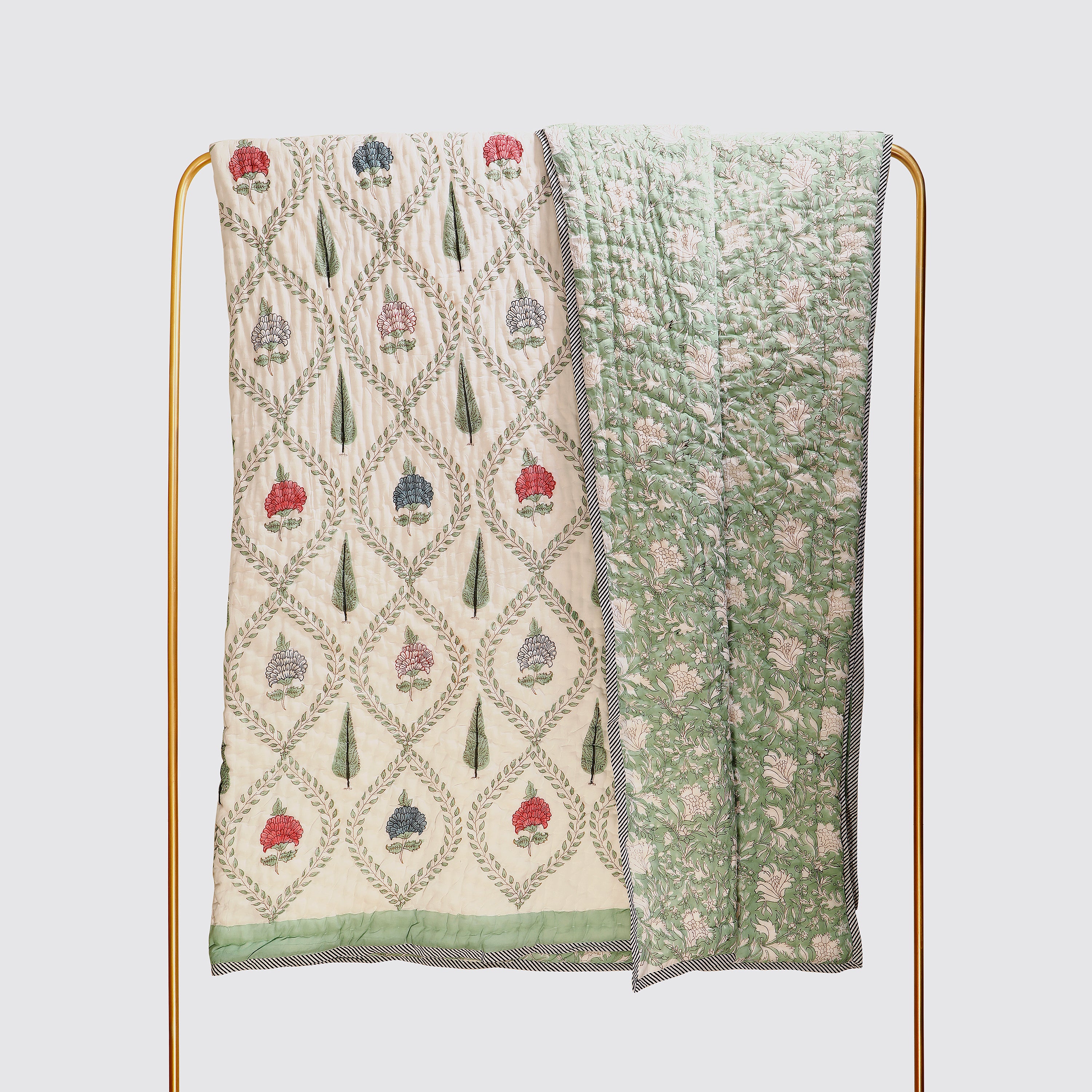 Ambar Bagh cotton Handblock King Size Quilt