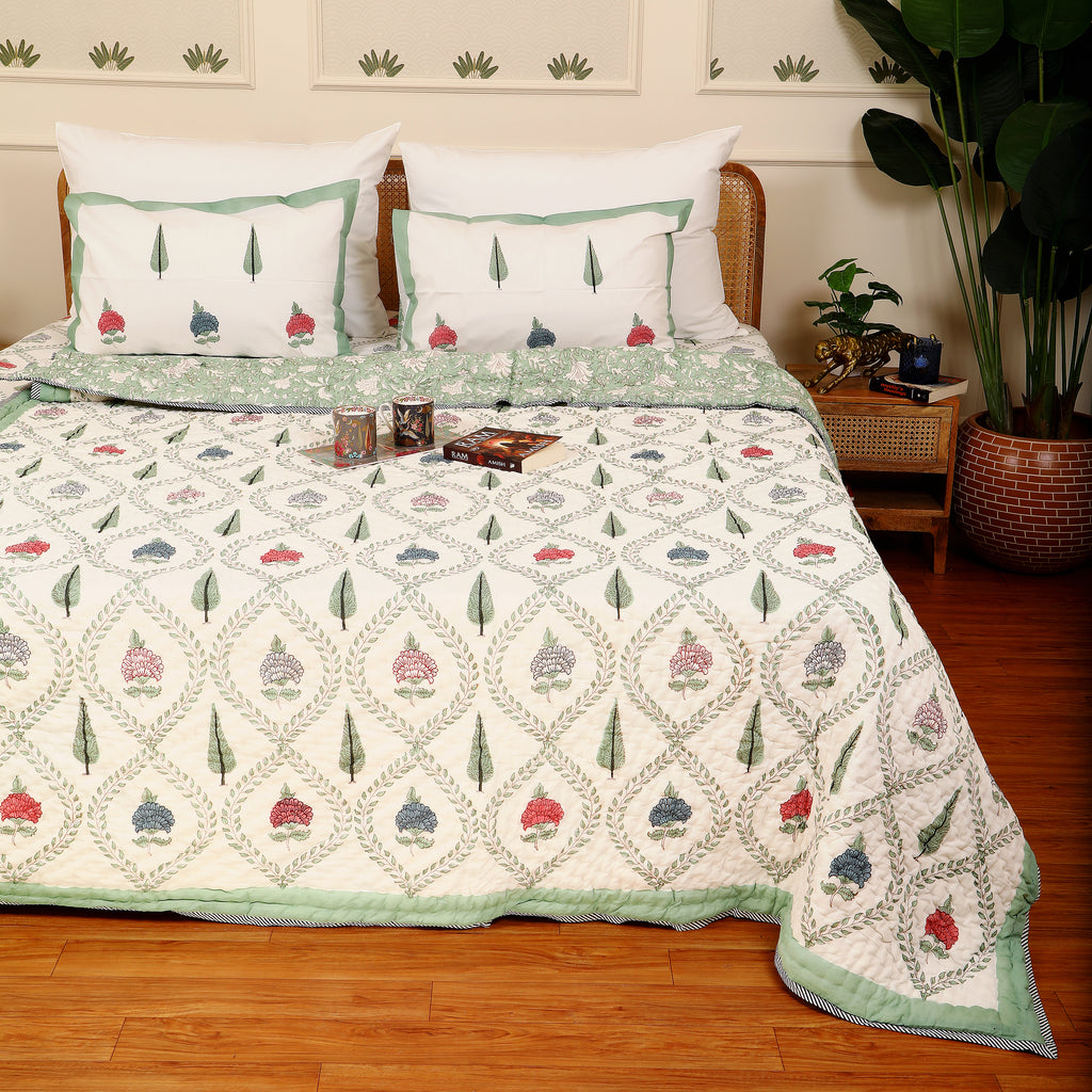 Ambar Bagh cotton Handblock King Size Quilt