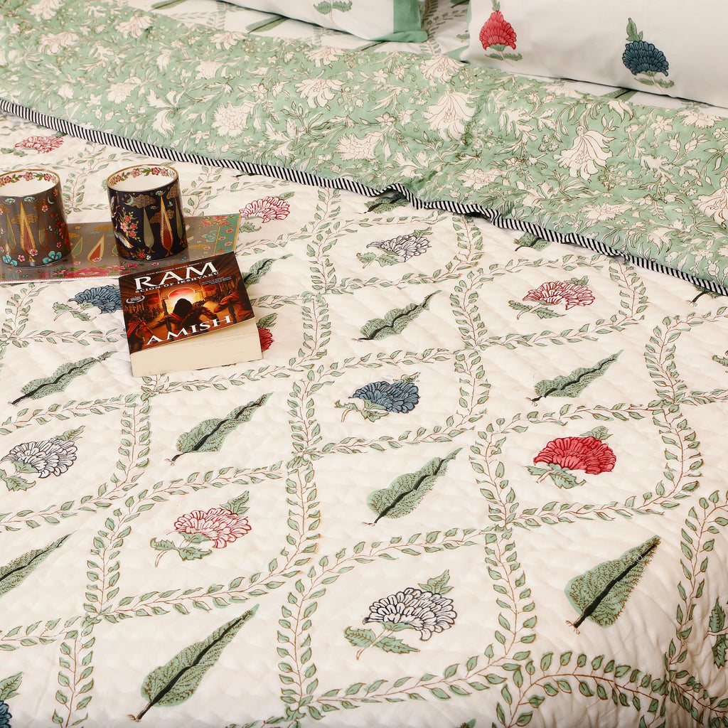 Ambar Bagh cotton Handblock King Size Quilt
