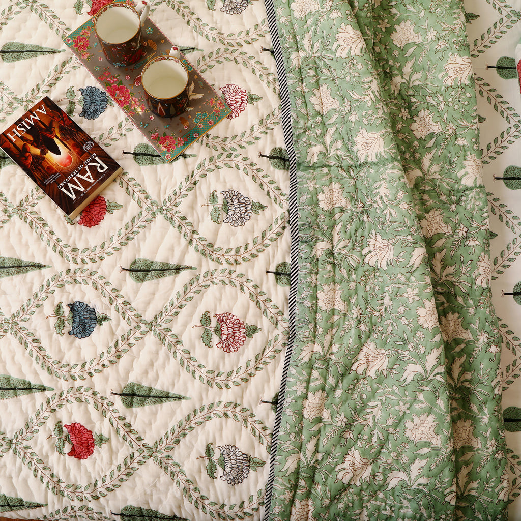 Ambar Bagh cotton Handblock King Size Quilt