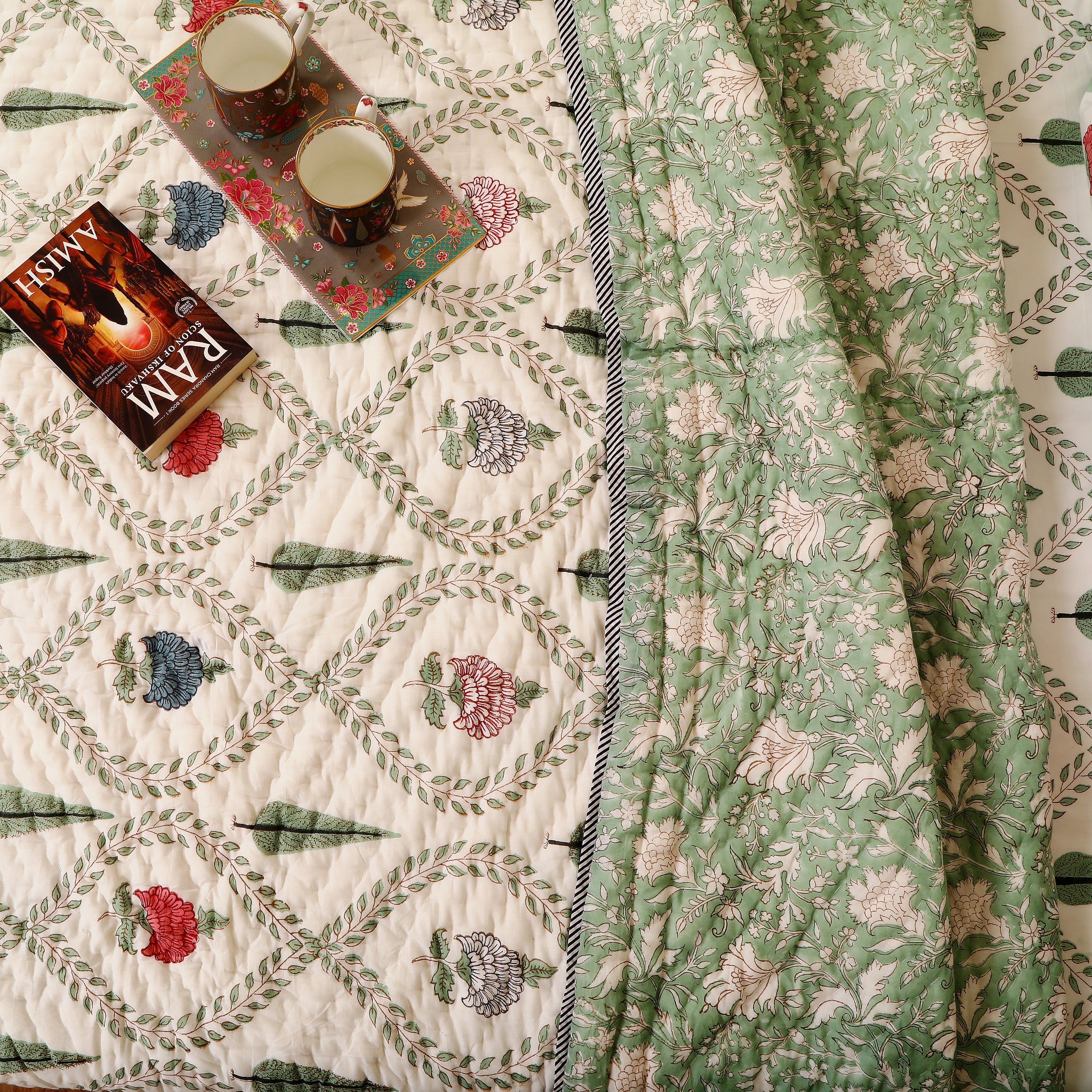 Ambar Bagh cotton Handblock King Size Quilt