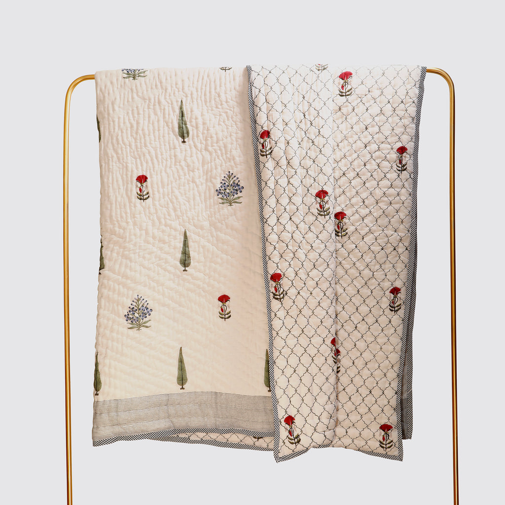 Fields of Cypress Handblock King Size Quilt