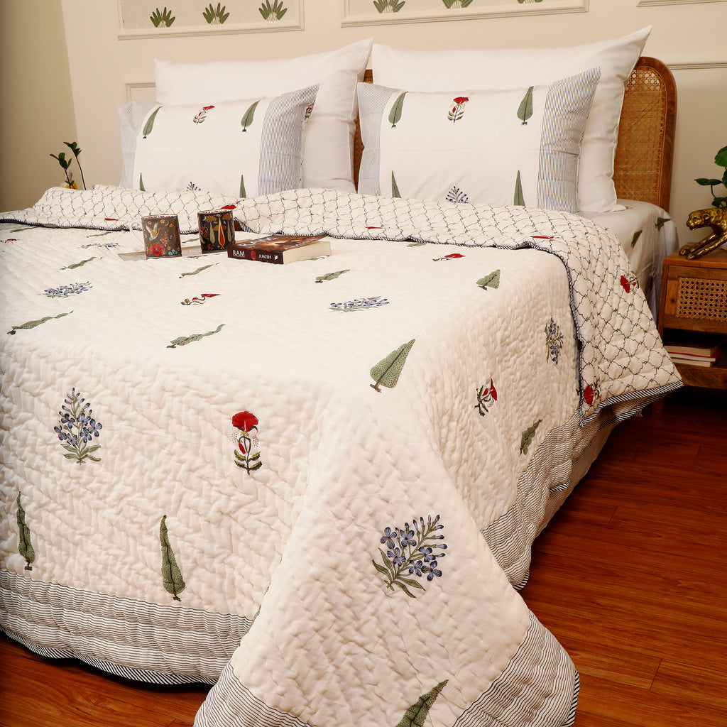 Fields of Cypress Handblock King Size Quilt
