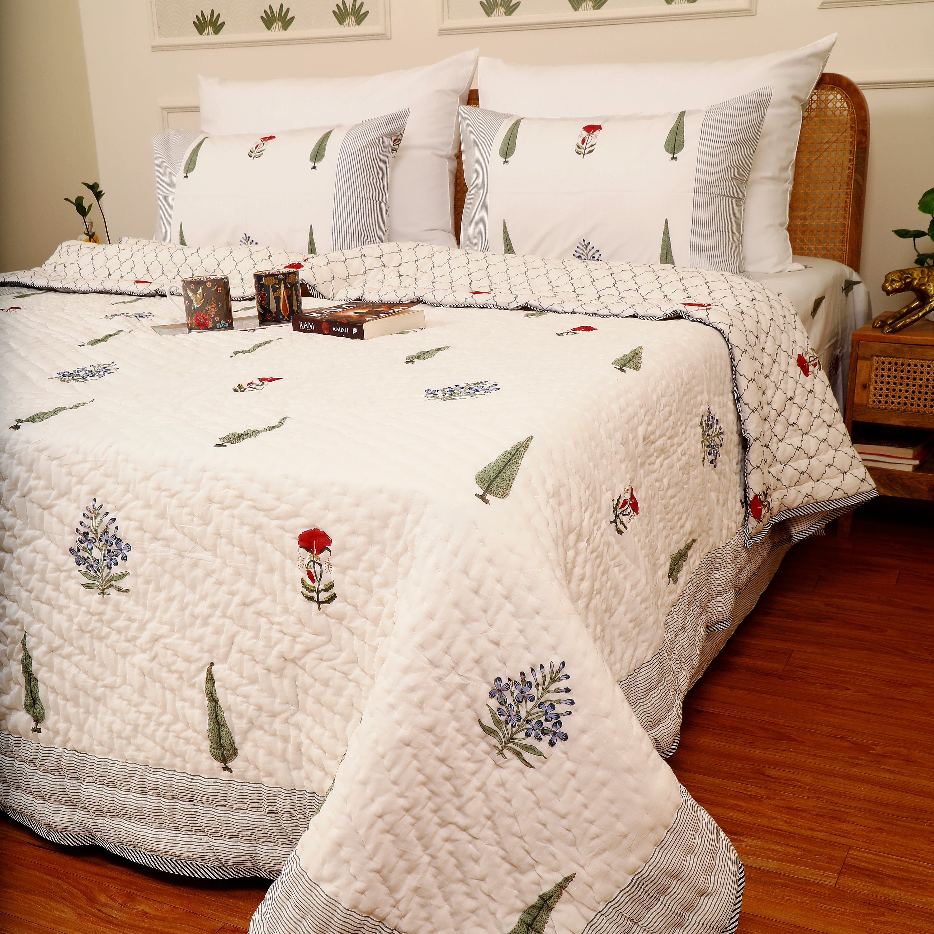 Fields of Cypress Handblock King Size Quilt