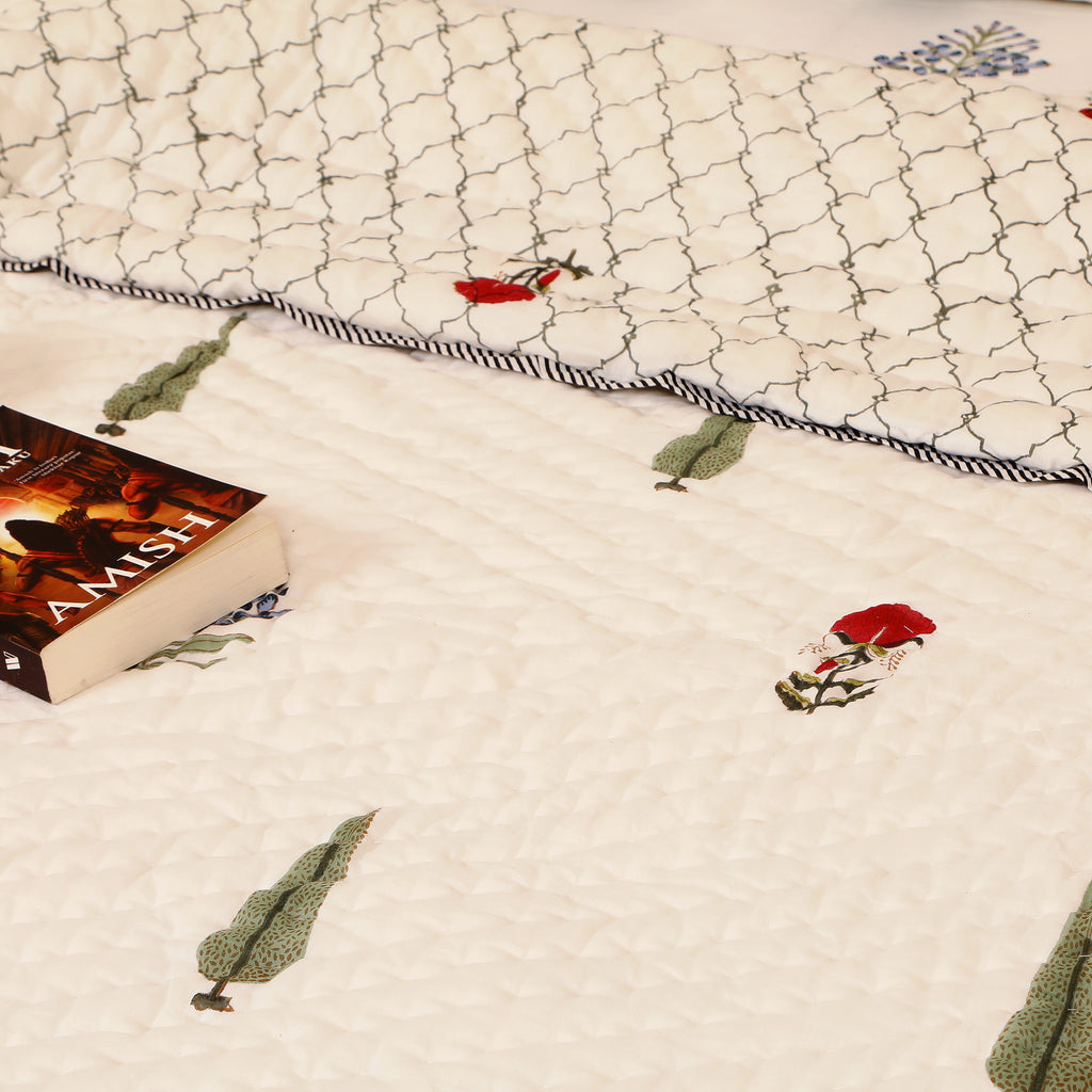 Fields of Cypress Handblock King Size Quilt
