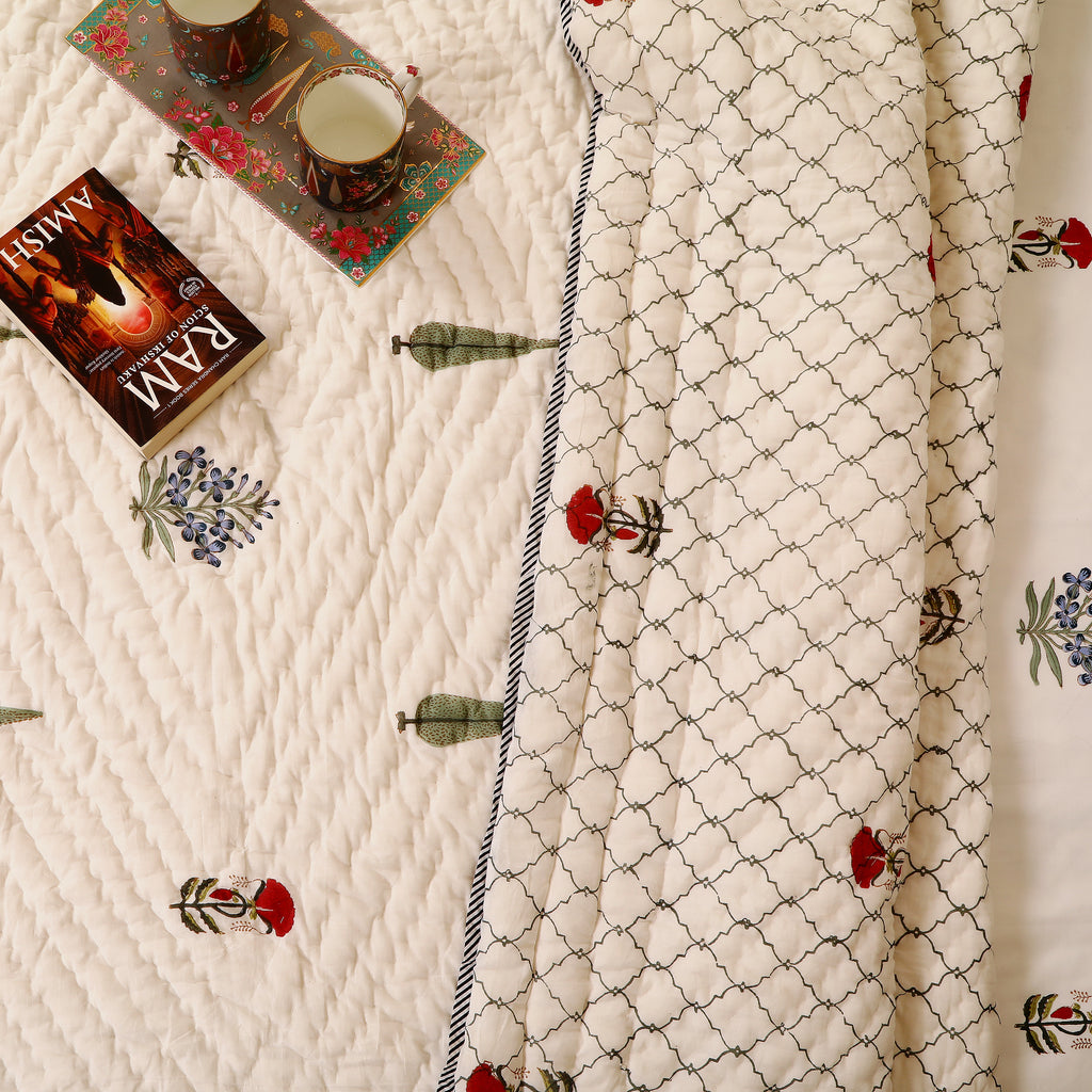 Fields of Cypress Handblock King Size Quilt