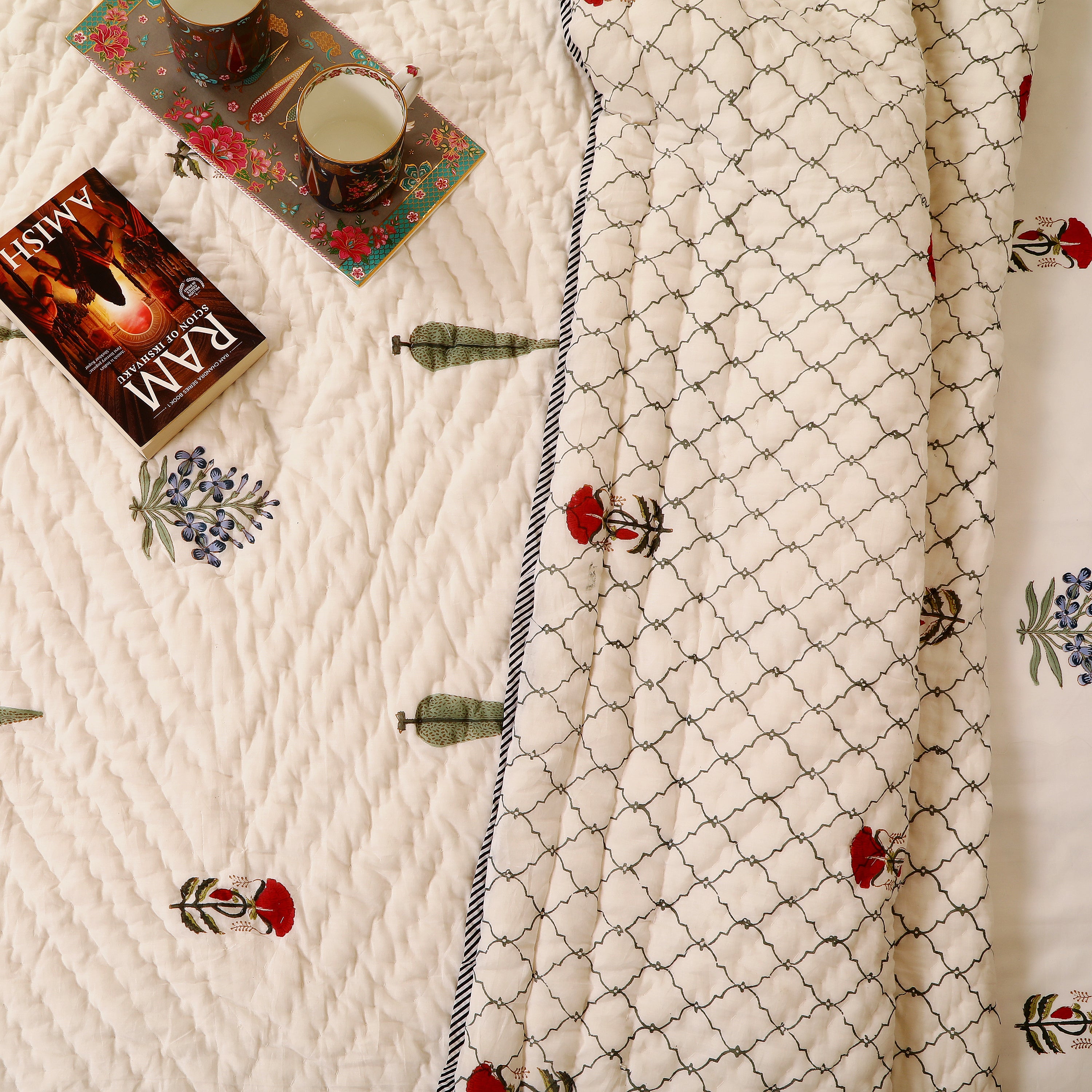 Fields of Cypress Handblock King Size Quilt