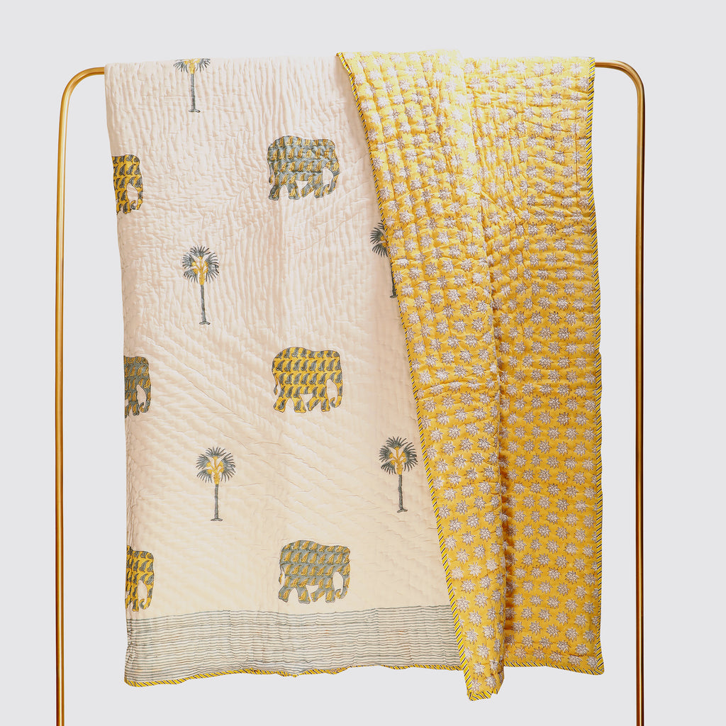 Gajraj Handblock King Size Quilt